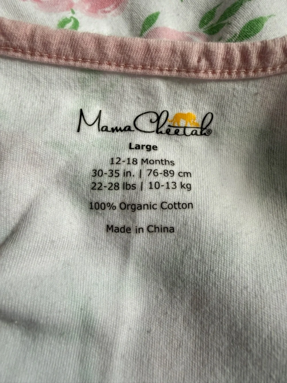 Mama Cheetah Baby Sleep Sack - Pink Floral Zippered Sleep Sack- Large 12-18 mths